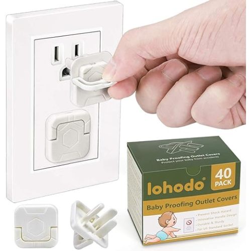 Outlet Covers Baby Proofing Socket Protectors Child Safety Plug Caps Difficult for Toddler to Remove Electric Shock Guard for US 3-Prong White 40 Pack