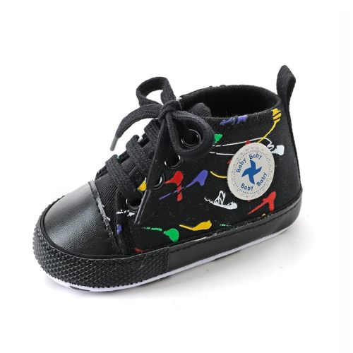 Newborn Baby Girls Boys Canvas Shoes Infant Soft Sole Slip On First Walkers Sneaker Toddler Flat Loafers High Top Crib Denim Unisex Moccasins Shoe