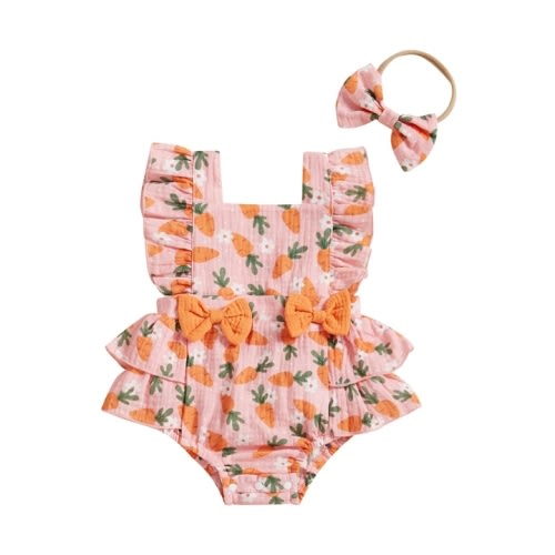 CARROTS Bowtie Ruffle Romper - Hazel & Bo