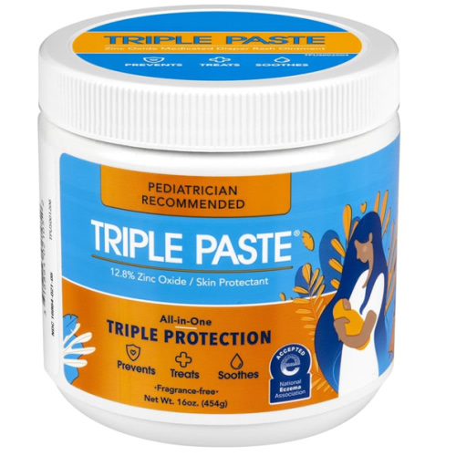 Triple Paste Diaper Rash Cream for Baby - 16 Oz Tub - Zinc Oxide Ointment Treats, Soothes and Prevents Diaper Rash - Pediatrician-Recommended Hypoallergenic Formula with Soothing Botanicals