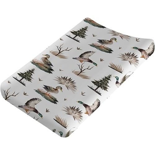 Watercolor Mallard Duck Changing Pad Cover Duck Hunting Diaper Changing Pad Cover Sheets for Boys Girls Wildlife Soft Stretch Fitted Baby Change Table Pad Mats Covers 32''x16''