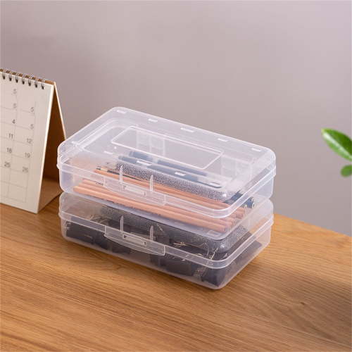 EGNMCR Large Capacity Plastic Pencil Box with Snap-tight Lid, Stackable Design, Office Supplies Storage Organizer