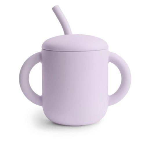 Silicone Training Cup + Straw Soft Lilac One Size