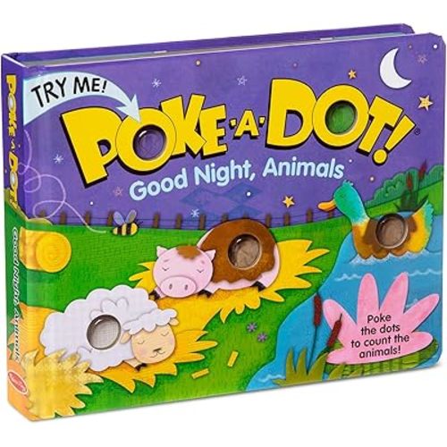 Melissa & Doug Children's Book - Poke-a-Dot: Goodnight, Animals (Board Book with Buttons to Pop) - FSC Certified