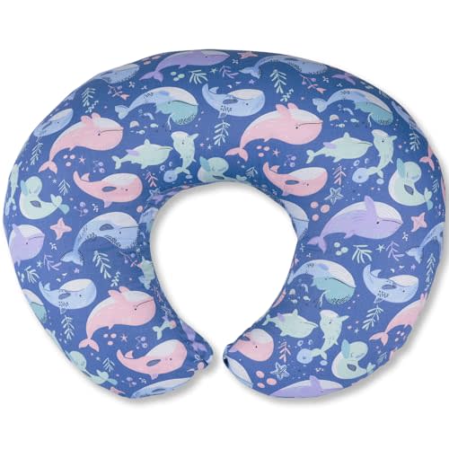 x-vesolje Nursing Pillow, Breastfeeding Pillows with Standard Size Removable Cover, Breast Feeding Pillow with Breathable Filling, Ergonomic Nursing Essentials for Bottle and Breastfeeding- Whale