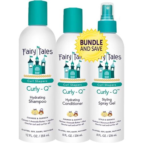 Fairy Tales Curly Q Shampoo & Conditioner Kit for Curly Hair - Hydrates, Detangles, Defines Curls, Tames Frizz -free from Phthalate , Paraben & Sulfate - 3 Travel Size Items