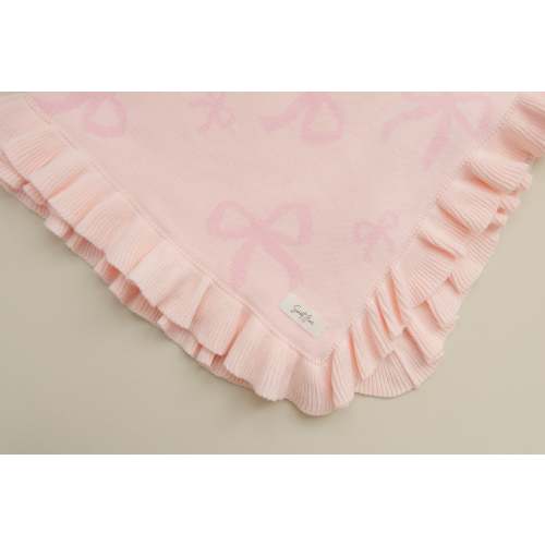 Blush Bows Reversible Knit Blanket