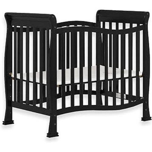 Dream On Me Violet 4-In-1 Convertible Mini Crib In Black, Greenguard Gold Certified, JPMA Certified, 3 Position Mattress Height Settings, Non-Toxic Finish