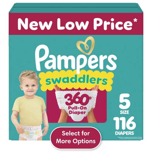 Pampers Swaddlers 360 Pull-On Diapers, Size 5 (27+ lbs), 116 Count, for up to 100% Leakproof Skin Protection