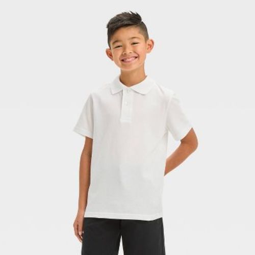 Boys' Short Sleeve Jersey Uniform Polo Shirt - Cat & Jack™ White XL: Cotton Recycled Polyester Blend