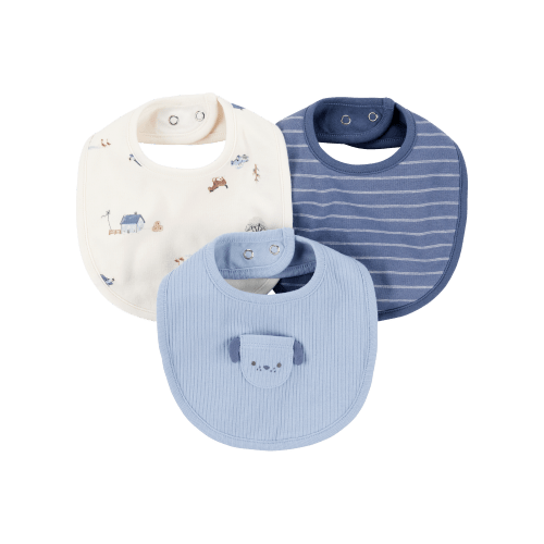 Baby 3-Pack Dog Bibs - Blue/Ivory - Carter's | Carter's
