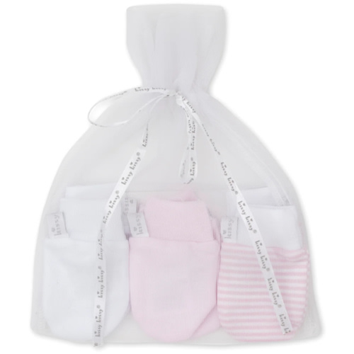 Simple Stripes 3 Pack Pink Mittens Set w/ Tulle Bag