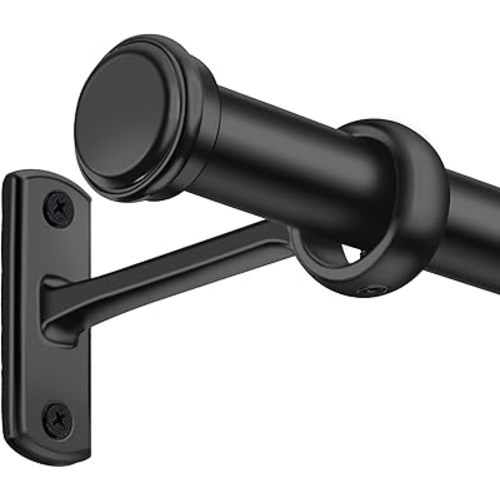 1 Inch Blackout Curtain Rods for Windows Patio, Adjustable Room Divider Curtain Rod Wall Mount & Ceiling Mount for Indoor & Outdoor, Black, 144" to 168"