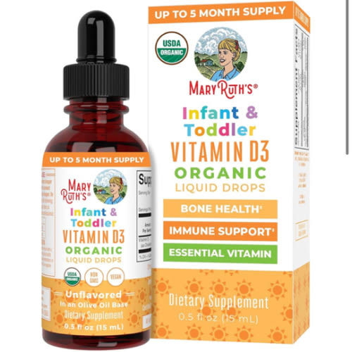 MaryRuth Organics USDA Organic Vitamin D Drops | Vitamin D3 Liquid | Sugar Free | Liquid Vitamin D Drops Immune Support for Infants & Toddlers | VIT D3 | Gluten Free | Non-GMO | 90-150 Servings
