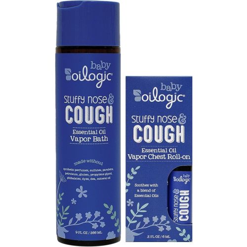 Oilogic Baby Bath Essentials - Stuffy Nose & Cough Bundle - Vapor Bath and Roll-On Essential Oil Blend for Babies & Toddlers