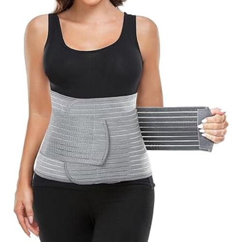 Postpartum Belly Wrap, Postpartum Belly Band, Abdominal Binder, Abdomen Hernia Support Belt, Waist/Pelvis Belt(Polyester Bamboo Charcoal Fiber, L/XL)