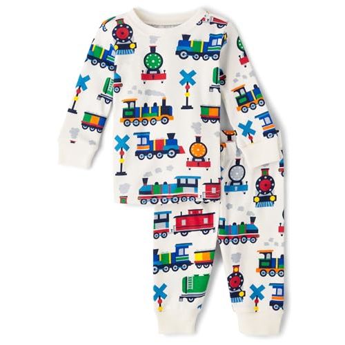 The Children's Place Baby Boys' and Toddler Long Sleeve Top and Pants Snug Fit 100% Cotton 2 Piece Pajama Set