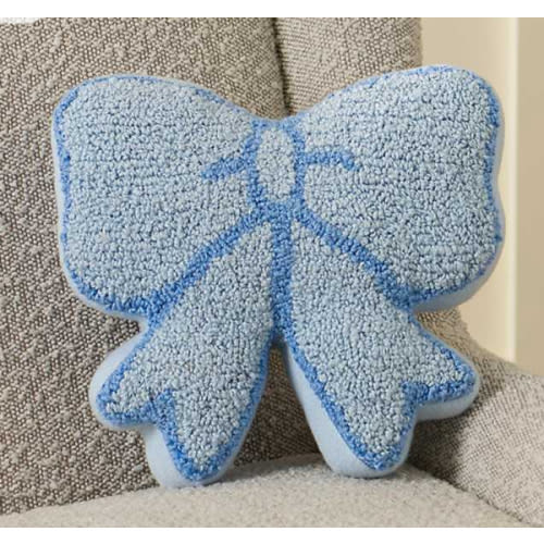 Blue Bow Shaped Hooked Pillow | Kirklands Home