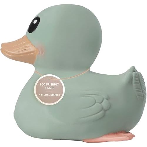 HEVEA Kawan Mini Rubber Duck - 100% Natural Rubber Baby Bath Toy - Eco Friendly, Perfect for Playing, Teething, and Bathing - Mold Free Bath Toys - Dusty Mint