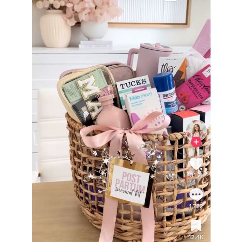 Postpartum basket - DIY idea- They say it takes a village, and that includes helping Mom heal! If you're looking for a gift idea, a little basket of recovery must-haves would be a lifesaver. Pain relief, comfort, and healing.