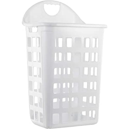 United Solutions Rolling Hamper with Built-In Handle, Two Bushel Capacity Holds 3 Loads of Laundry, Smooth-Gliding Thermo-Rubber Wheels, White, Ventilated Design