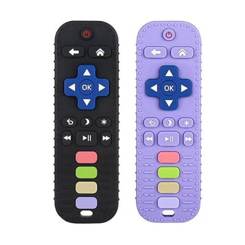 Chuya Baby Teether Toy Chew Toys for Babies 3-24 Months TV Remote Control Shape Teething Relief for Infants (Black)