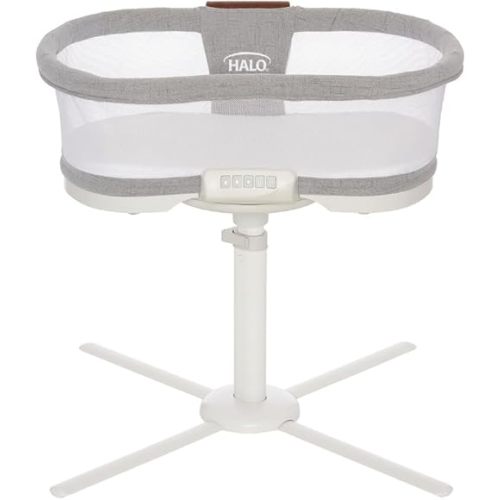 HALO BassiNest Luxe Swivel Sleeper - Over-Bed Baby Bassinet with 360° Rotation, Vibrations, White Noise, Nightlight, and Safe Close-Sleeping Design, Dove Grey Tweed