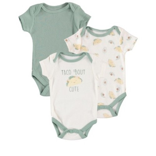 Baby Boy Newborn bodysuit Value 3 Pack Ribbed Avocado Green 3-6M