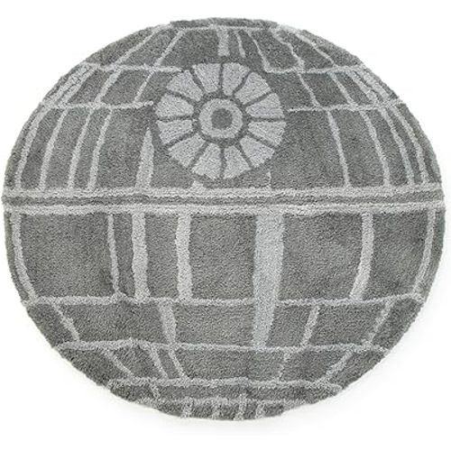 Jay Franco Star Wars Death Star Plush Grey Fluffy Accent Rug - 3 x 3 ft Area Rug for Kids Bedroom or Living Room Decor