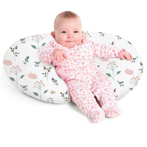 Little Grape Land Nursing Pillow for Infants, Breastfeeding Pillows, Baby Support Pillow for Nursing, Bottle Feeding, Tummy Time with Machine Washable Cover & Breathable Filling (Little Bunny)