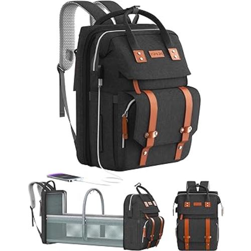 Diaper Bag Backpack with Changing Station, Large Diaper Bag, Baby Bag, Multifunctional Diaper Bag, Black