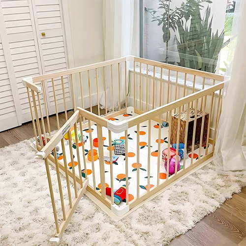 HARPPA Wooden Baby Gate Playpen, Small Play Yard Fence for Toddlers, 43.5" x 43.5" x 24"