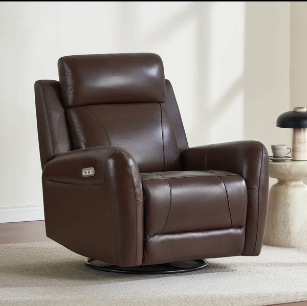 Myles Genuine Leather Swivel Glider Power Recliner