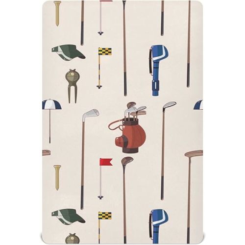 Cartoon Golf Game Pattern Crib Sheets Soft Breathable Fitted Baby Crib Sheets Mattress Cover for Girls Boy, 52" x 28" x 9"