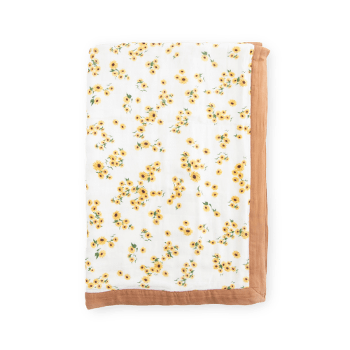 Deluxe Muslin Baby Quilt - Ditsy Sunflower