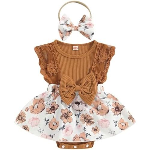 Mubineo Baby Girl Summer Clothes Outfits Sleeveless Lace Floral Romper Dress Newborn Outfit