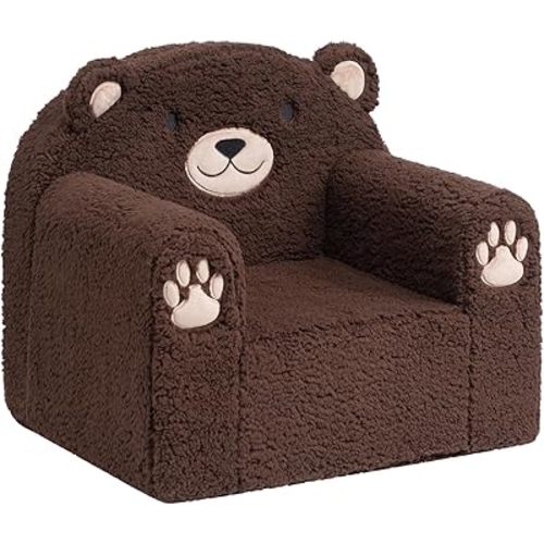 ALIMORDEN Toddler Couch Ultra-Soft Snuggle Chair, Comfy Sherpa Foam Filled Lovely Bear Sofa, Kids Cozy Corner Play Couch for Boys and Girls, Chocolate
