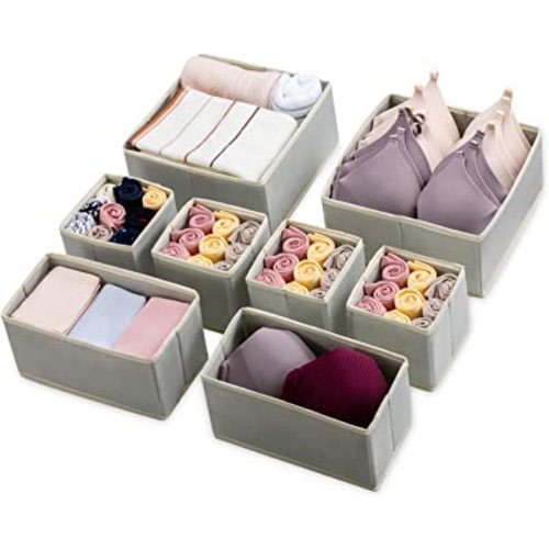 Kootek 8 Pack Drawer Organizer Clothes, Dresser Drawer Organizers for Clothing Fabric Foldable Closet Organizers and Storage Bins for Baby Clothes, Nursery, Underwear, Bras, Socks