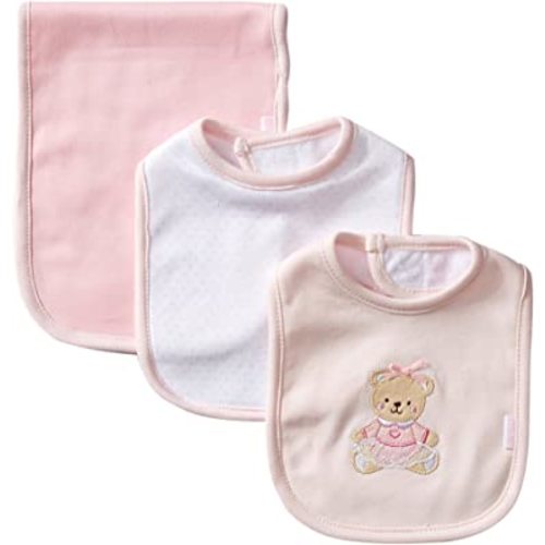 Little Me Baby Boys and Girls 100% Cotton 3-Piece Bib and Burp Sets, 2 Bibs and 1 Burp Cloth