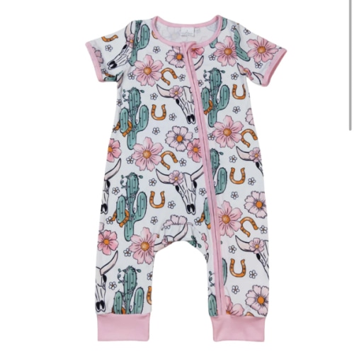 Pink Western Girls Zippy Romper - Preorder – Little Southern Brand