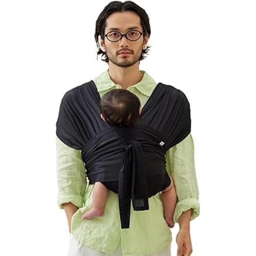 Konny Baby Carrier Flex AirMesh with Head Support- Adjustable, Easy to Wear Baby Wrap Sling, Perfect for Newborn Babies Essentials up to 44 lbs (M-4XL) - Black