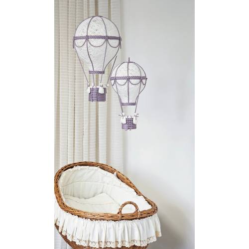 Baby night light, Purple hot air balloon, Set in two size