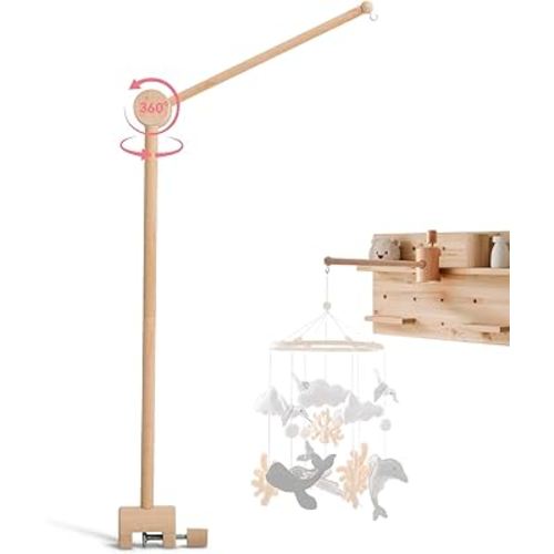 HI BABY MONMENT Crib Mobile Arm - Baby Mobile Hanger with 360° Vertical Adjustment, Stabilizing Attachment for Added Safety, Mobile Arm for Crib, Sturdy & Secure Design for Nursery Mobile
