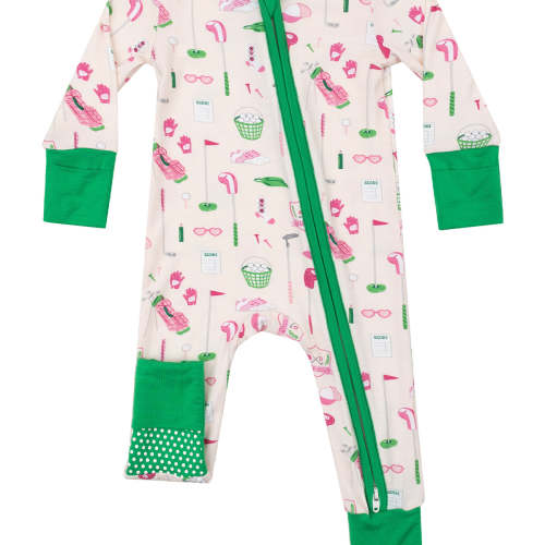 2-Way Zip Romper, Golf Club Pink