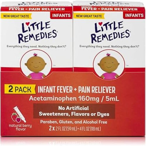 Little Remedies Infant Fever & Pain Reliever, Natural Berry Flavor, 2 Fl Oz (Pack of 2)