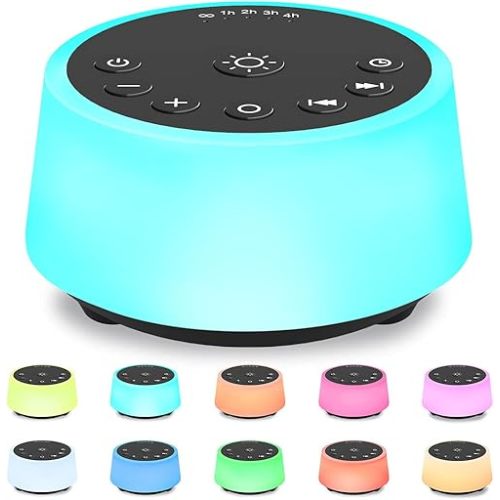 Color Noise Sound Machines with 10 Colors Night Light 25 Soothing Sounds and Sleep White Noise Machine 32 Volume Levels 5 Timers Adjustable Brightness Memory Function for Adults Kids Baby