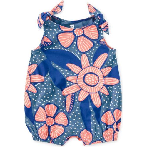 Tie Shoulder Baby Romper, Oversized Dot Floral - Tea Collection | Maisonette