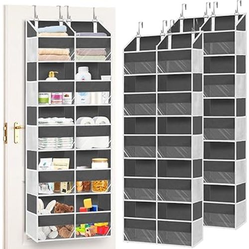 2 Pack Over the Door Organizer 5 Tiers, Extra Large Behind Door Storage of 10 Compartments, 80 lbs Weight Capacity Over Door Organizer, Door Hanging Organizer for Closet, Diaper Organizer,Room storage
