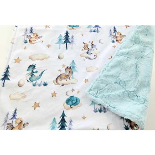 Personalized Little Dragons Minky Baby Blanket