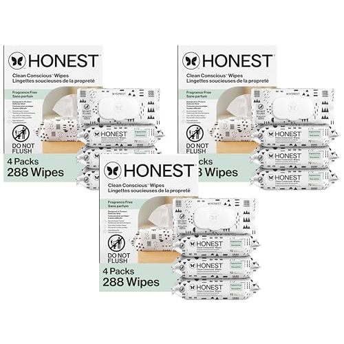 The Honest Company Hypoallergenic Multi-Use Baby Wipes for Sensitive Skin Baby Pattern Play 288 Count (Pack of 3)
